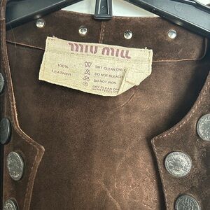 Vintage Miu Miu Chocolate suede Vest with Silver coins